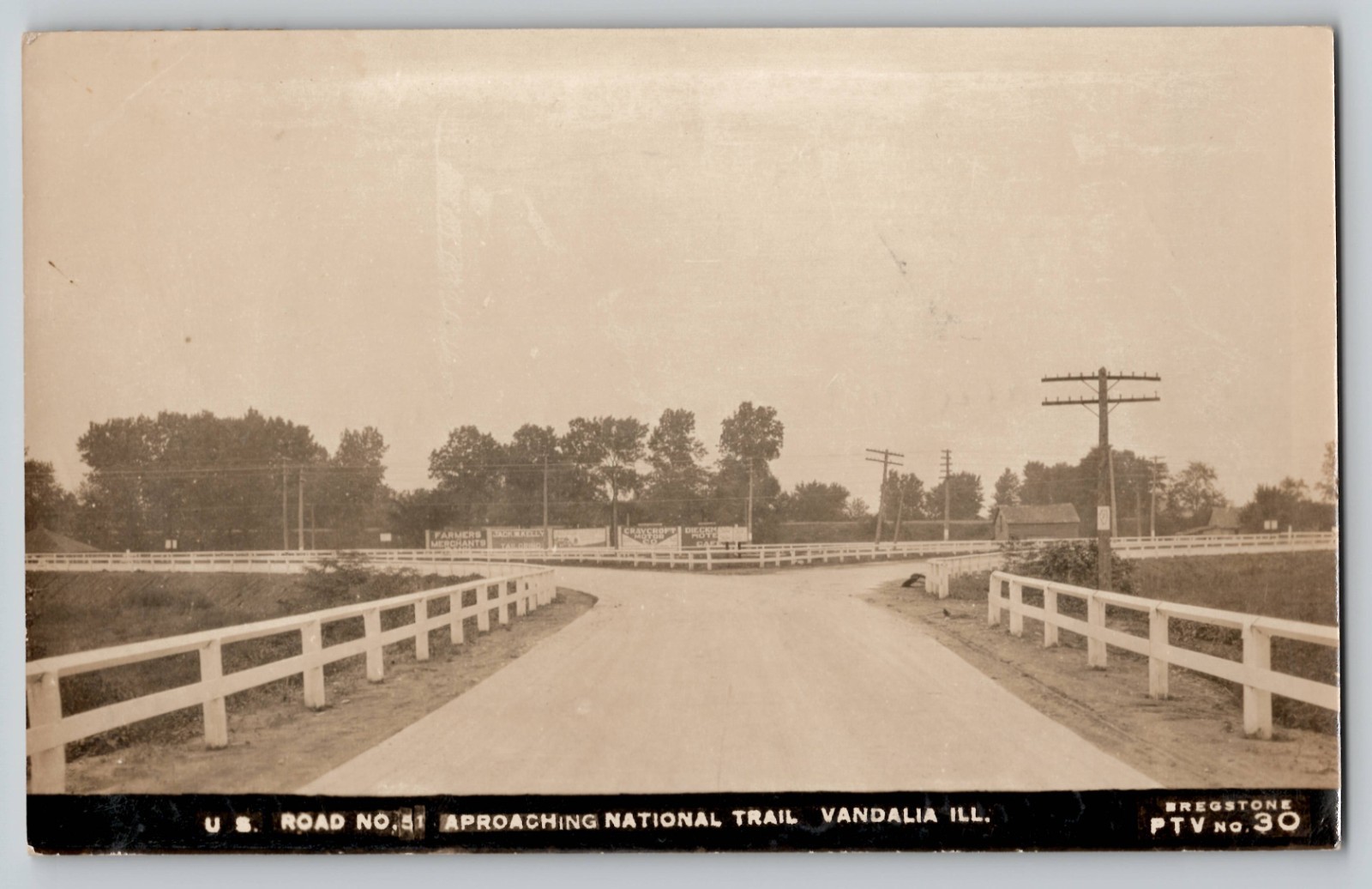 Old US Road Route No 51 National Trail Vandalia Illinois IL RPPC Real Photo 1937