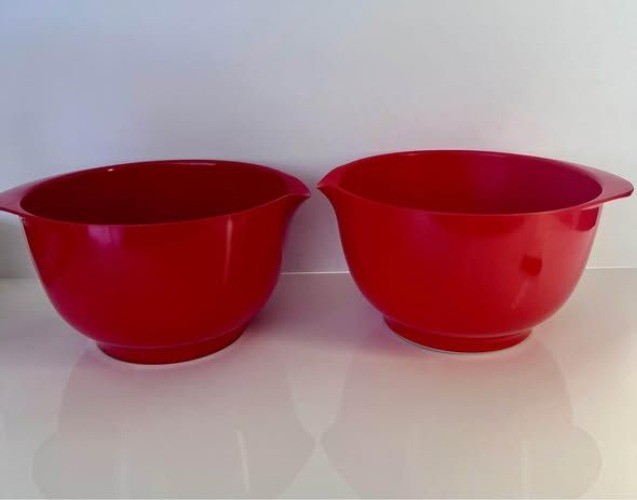 Vintage-MCM 2 Rosti Mepal Sigvard Bernadotte Acton Bjorn Nesting Mixing Bowls Me