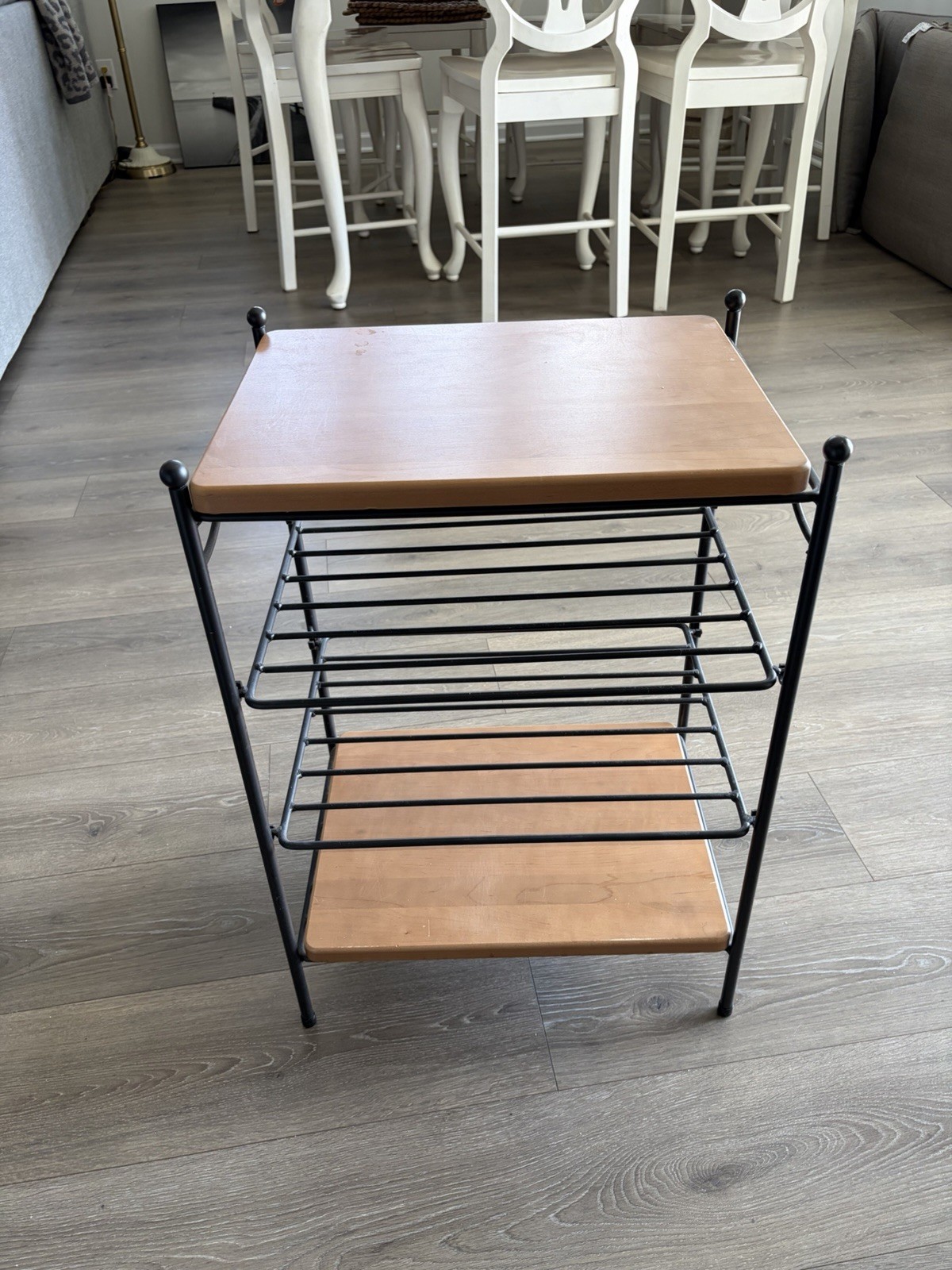 Longaberger Wrought Iron 4 Tier Stand/Table with 2 Woodcraft Shelves~RARE