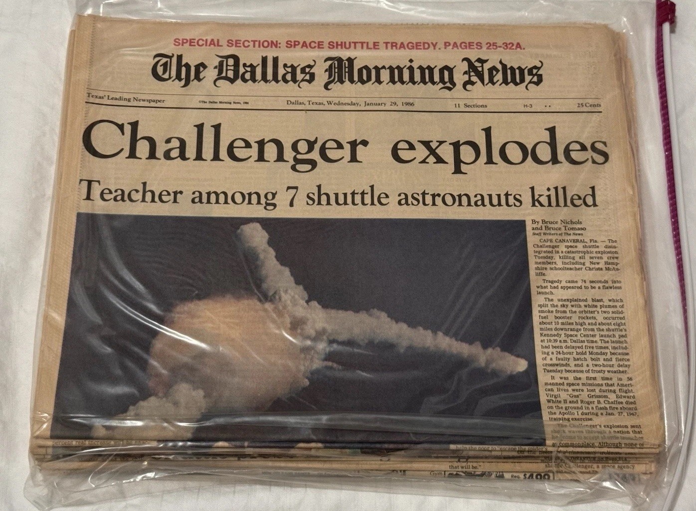1986 Challenger Explosion Complete 8 Issue Dallas Morning News Set