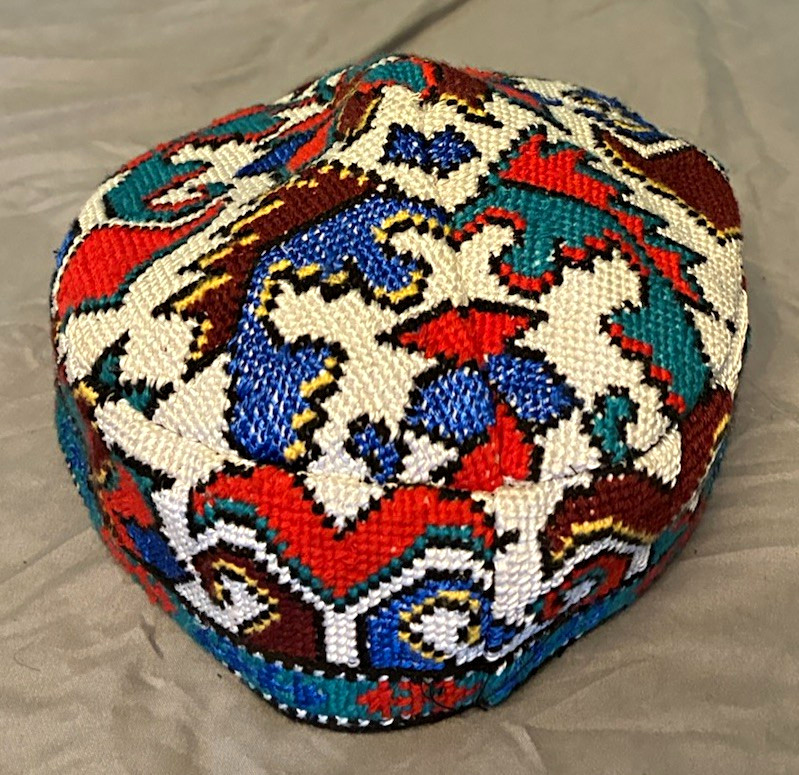 ⁠Vintage Bukharian Uzbek Kippa Hand Embroidered Tubeteika Doppa Ethnic Skull Cap