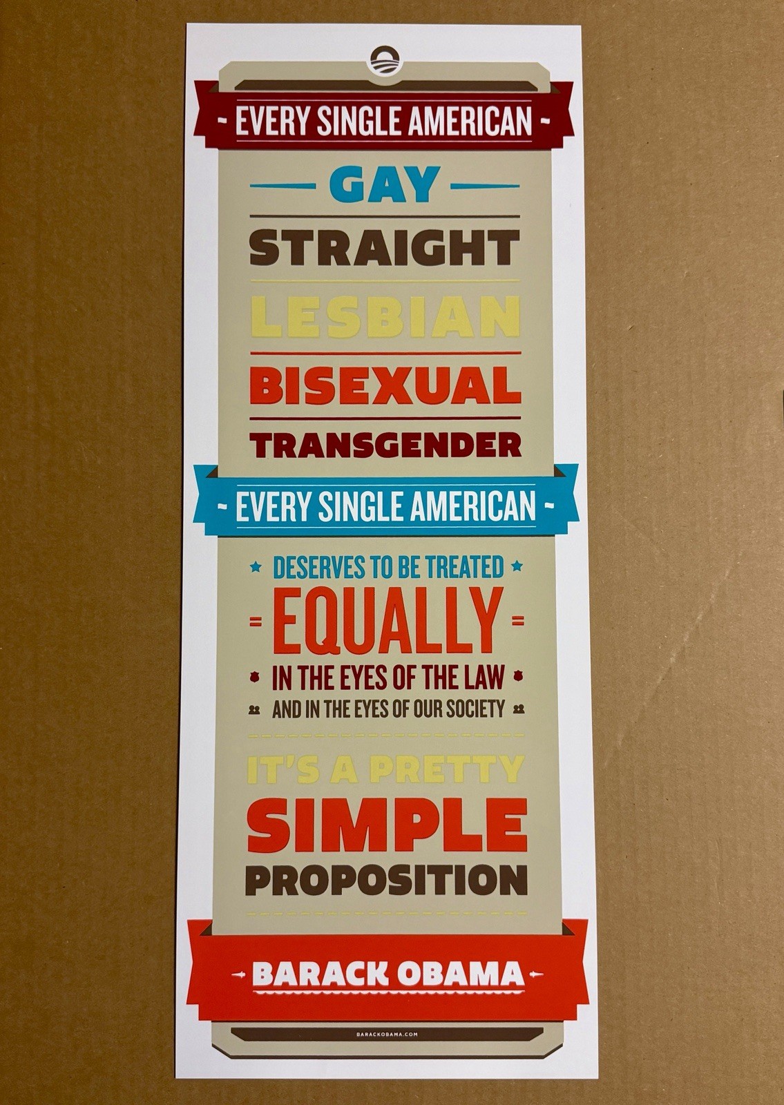 Rare Original President Barack Obama Official Reelection Campaign Poster LGBT