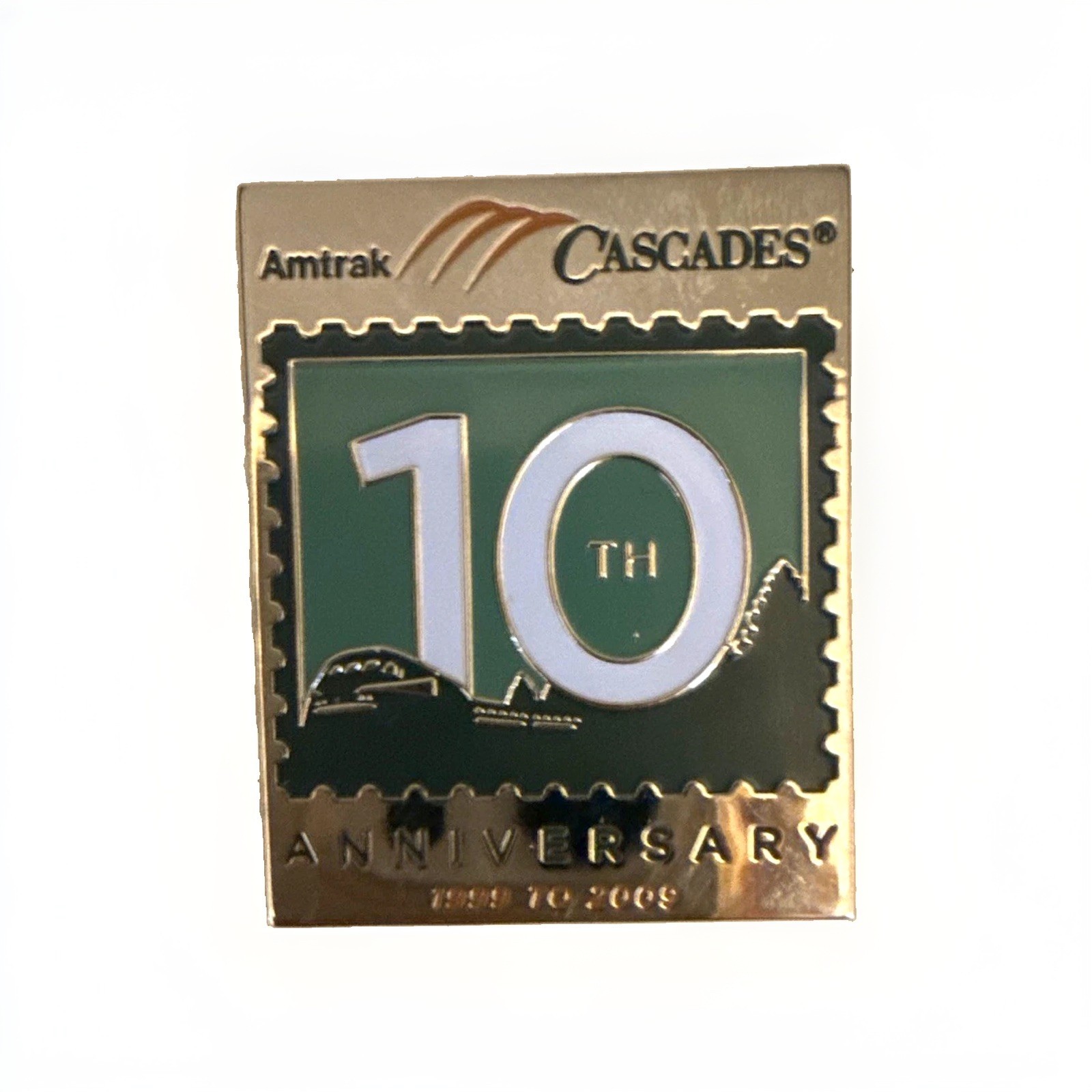 Amtrak Cascades 10th Anniversary 1999-2009 Collectible Pinback Pin