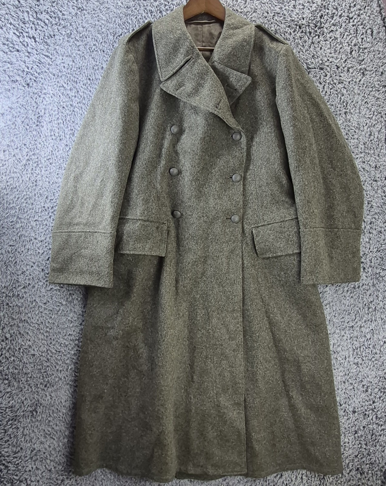 Finland WW2 1941 Finnish Army Greatcoat Mens Medium Long EU 38 Gray Wool Vintage