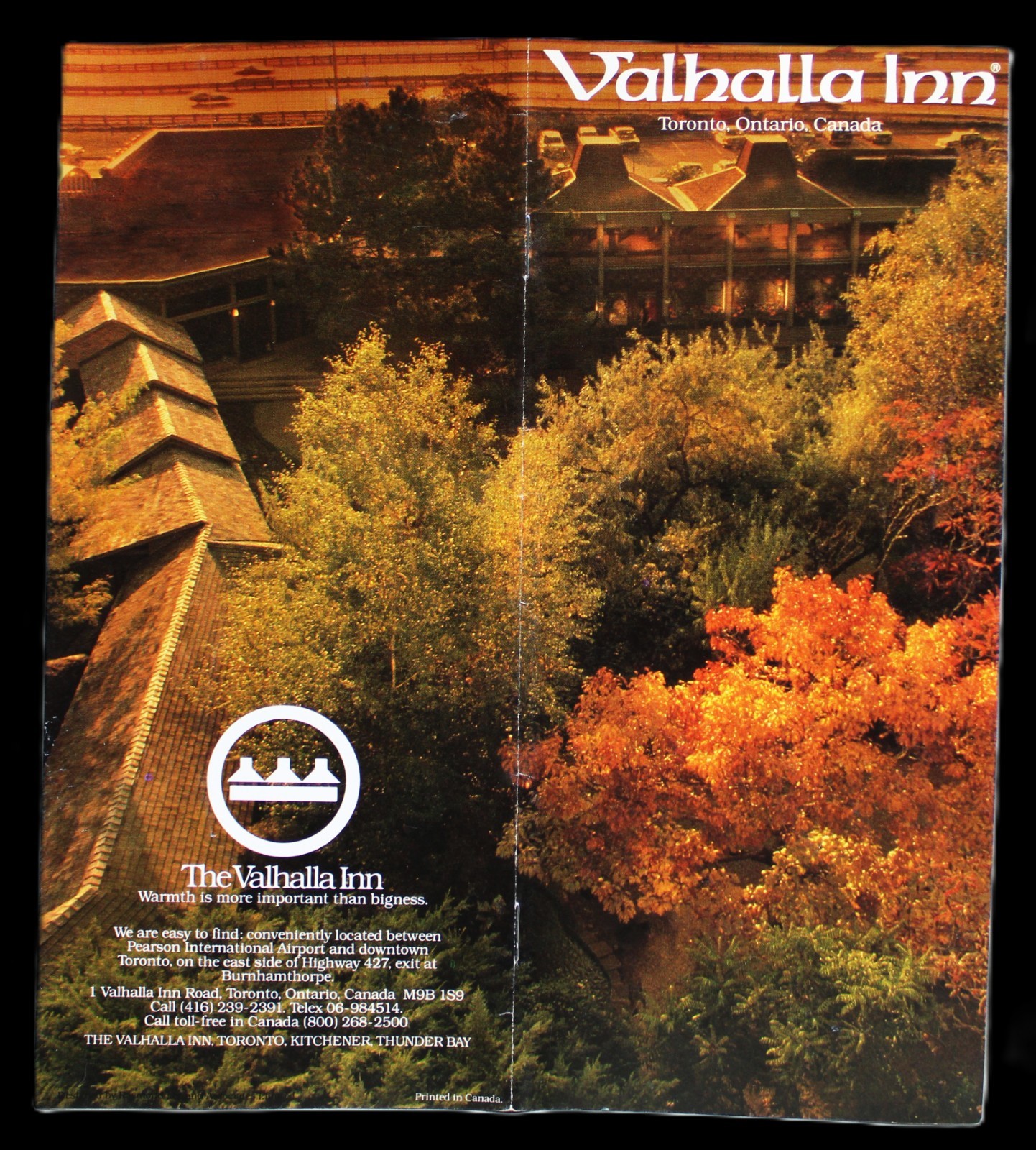 VALHALLA INN TORONTO ONTARIO CANADA SOUVENIR ADVERTISING BROCHURE GUIDE 1980s
