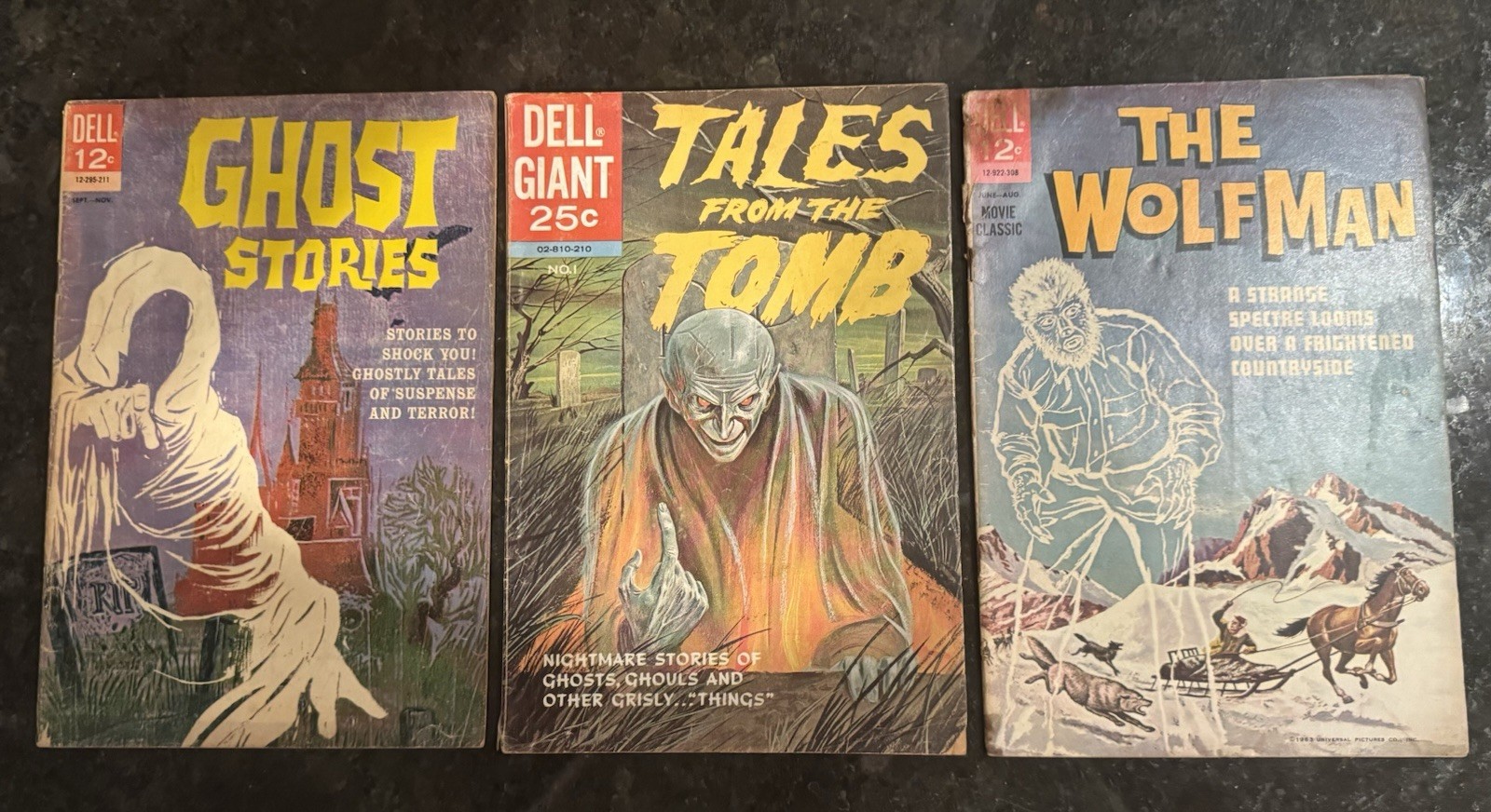 Dell Comics Tales From The Tomb #1 + Ghost Stories #1 + The Wolfman #1 -Lot of 3