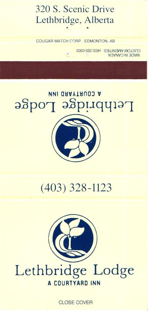 Lethbridge Lodge Courtyard Inn Lethbridge AB Vintage Matchbook Cover 1980s