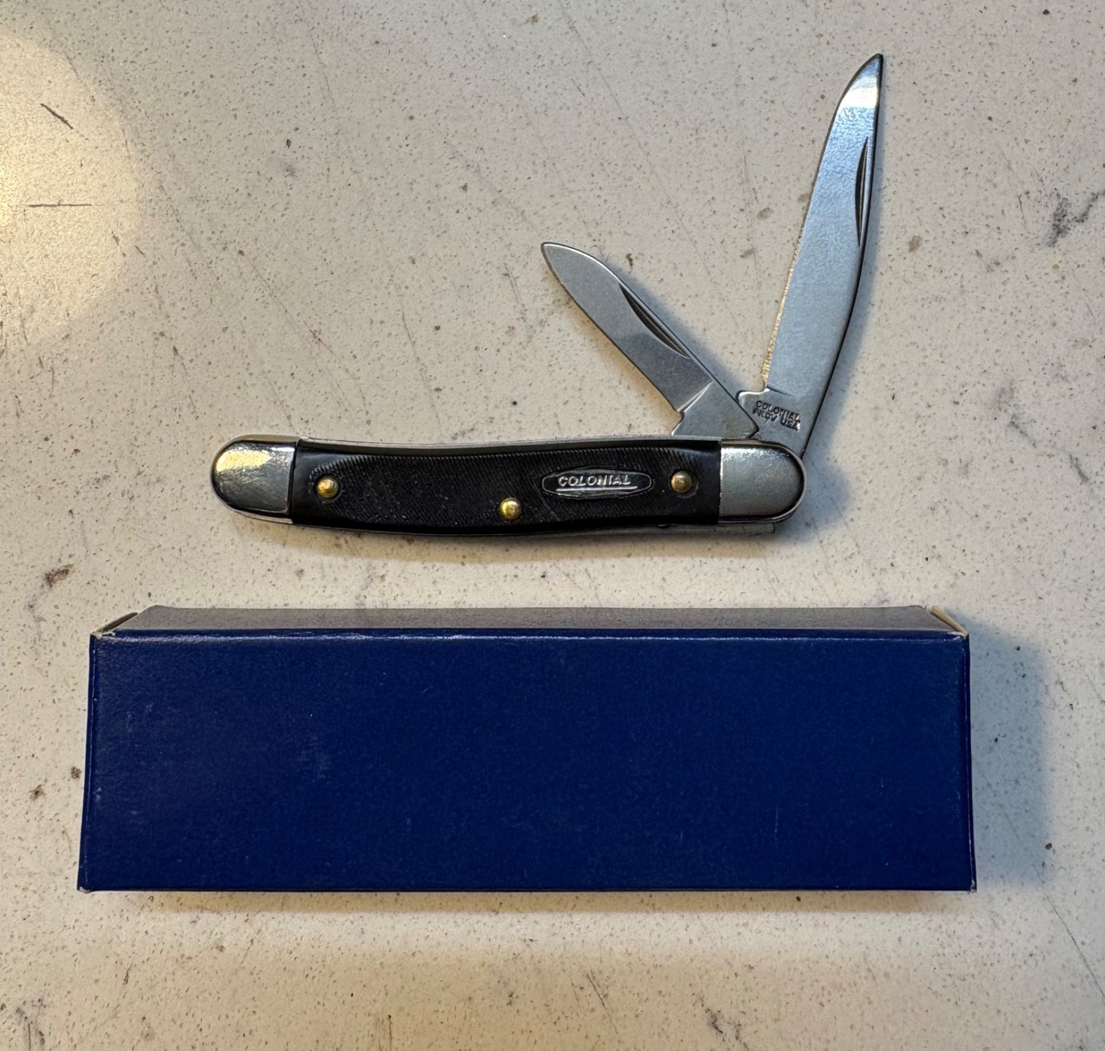 Vintage NOS NIB Colonial USA 2 Blade Pocket Knife NEW WITH BOX