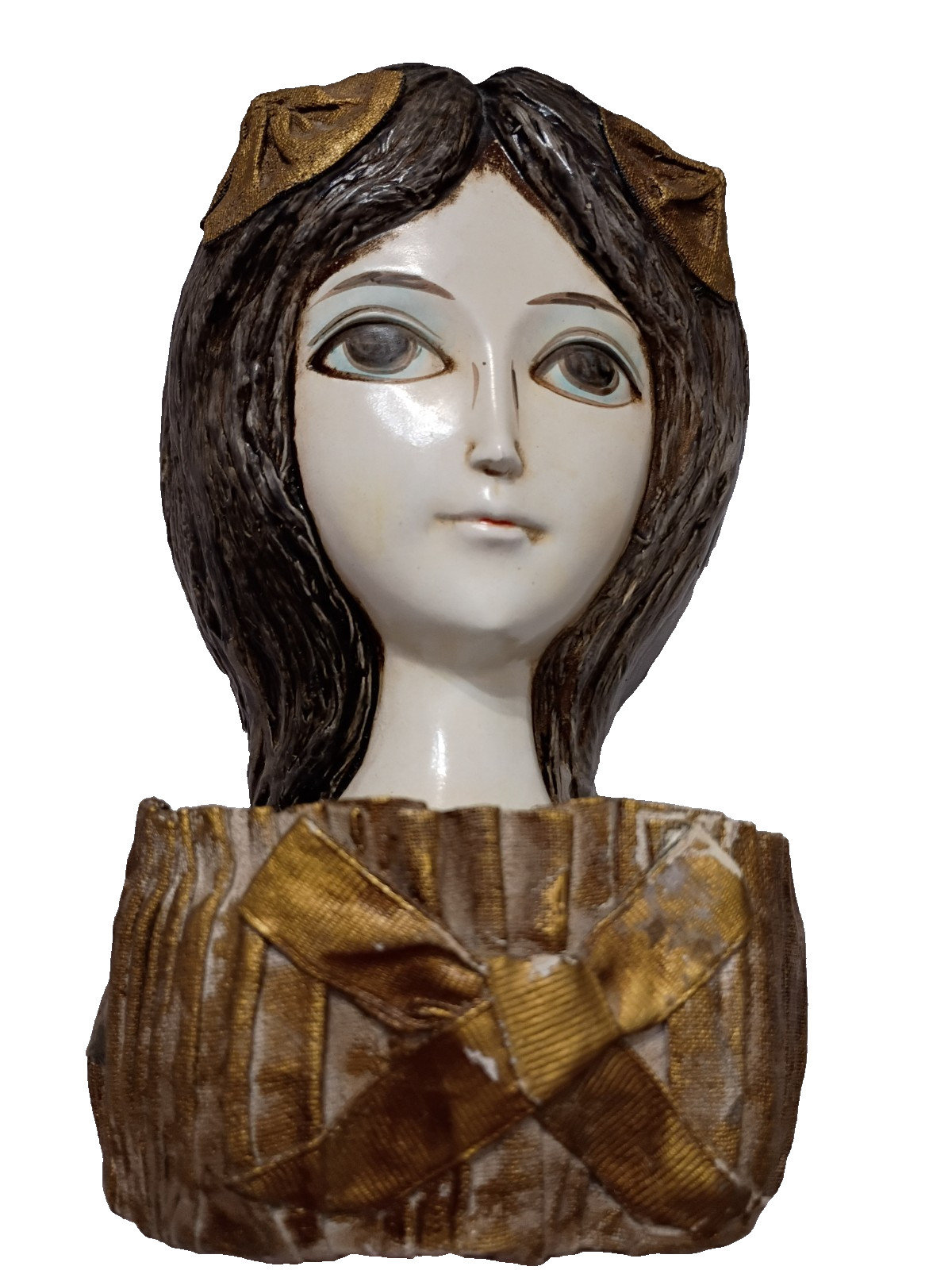 VTG 1960s Hong Horizons Paper Mache Big Eyed Lady Head Bust Lipstick Holder 8
