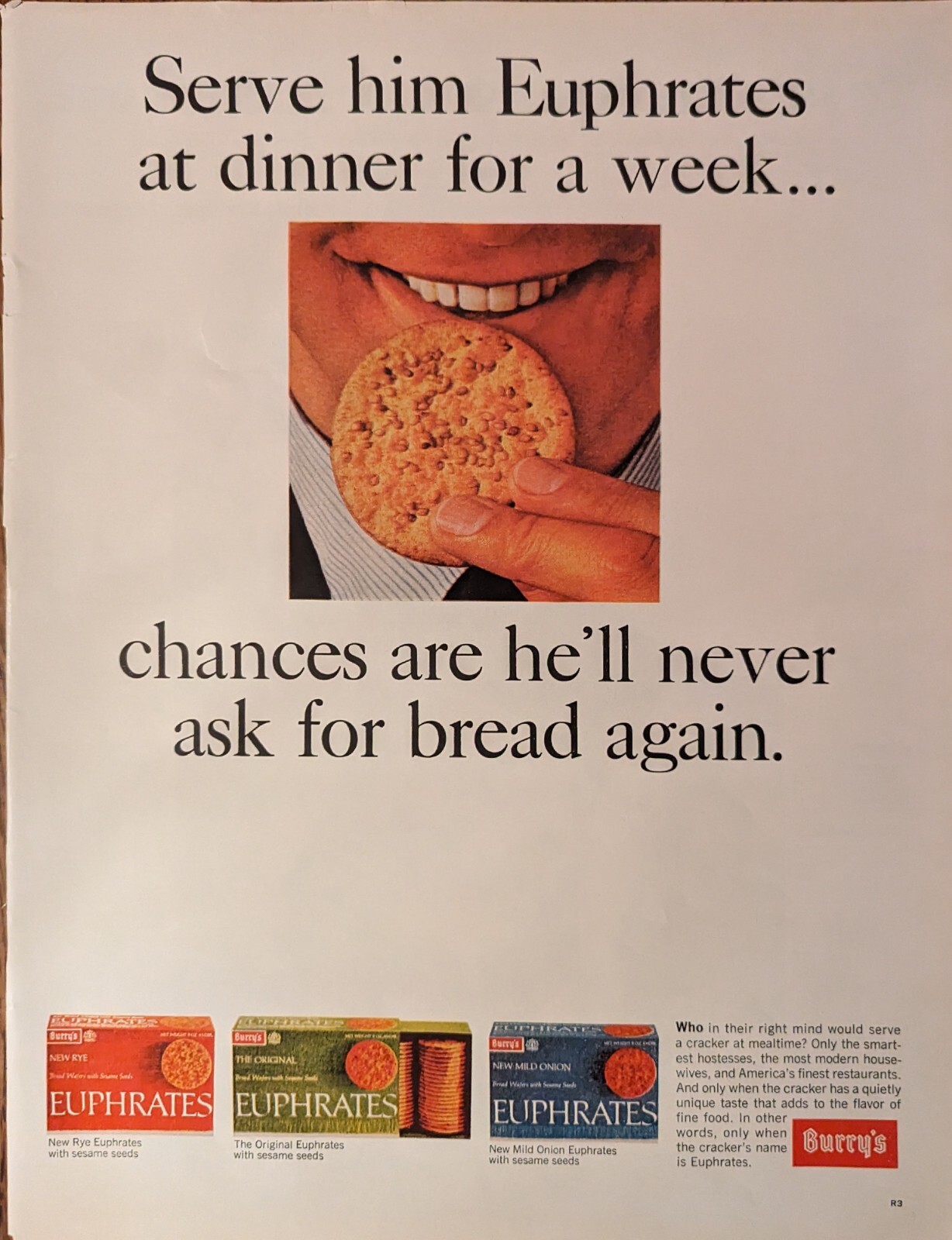 Burry\'s Euphrates Crackers LIFE Vintage 1965 Folio Food Print Ad