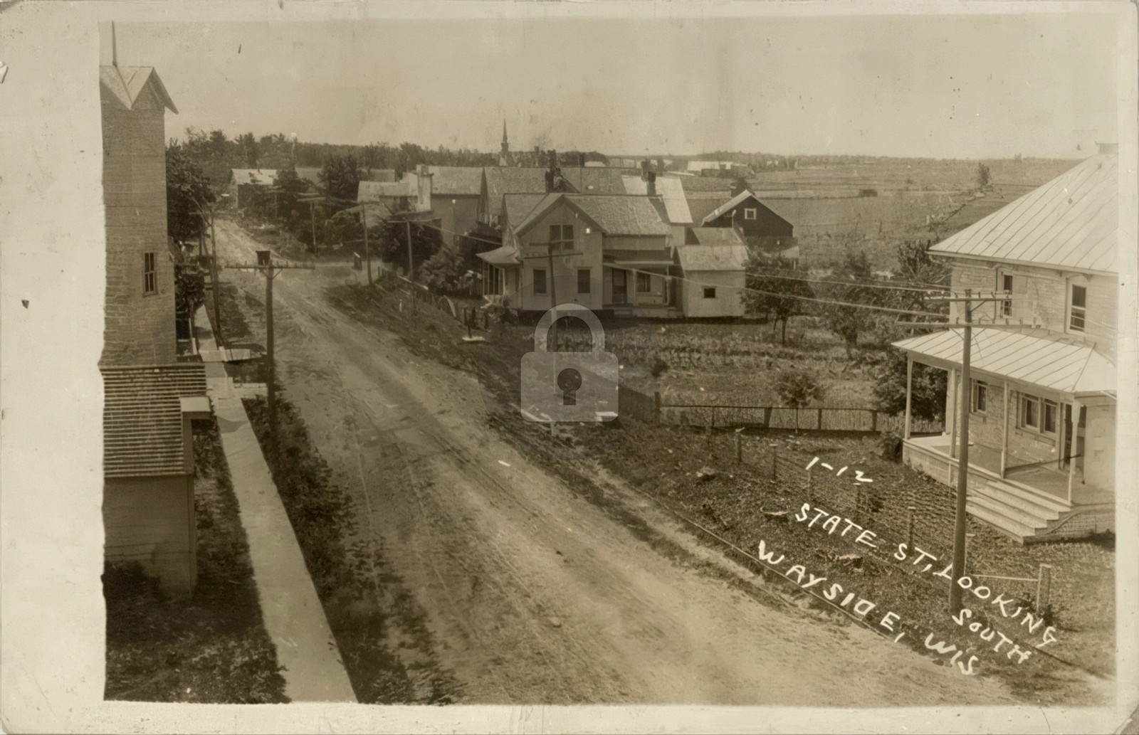 Street Scene Wayside WIS WI WI State Street Looking S 1912 RPPC Postcard COPY