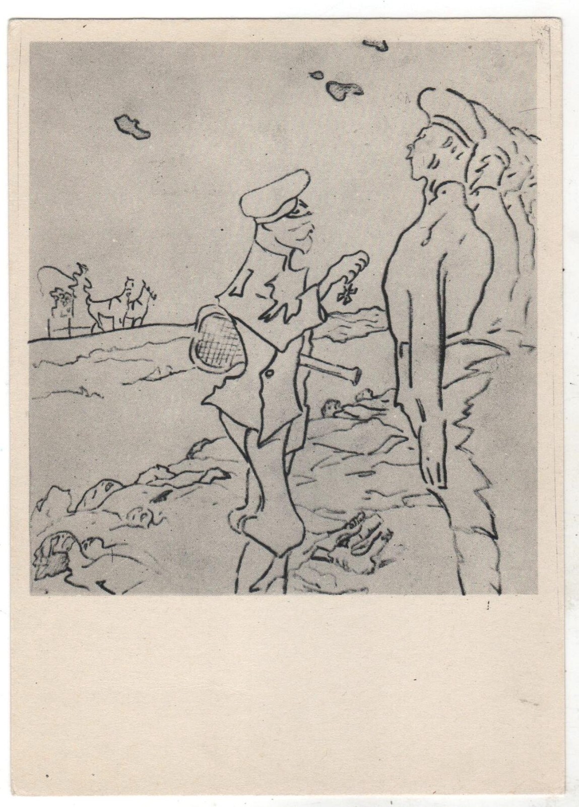 1962 RUSSIAN Emperor Nicholas II Romanov Royalty satirical drawings Postcard OLD