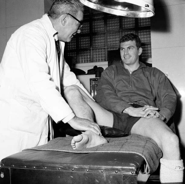 Brian Miller Of Burnley Receives Treatment On Injured Ankle 1962 Old Photo