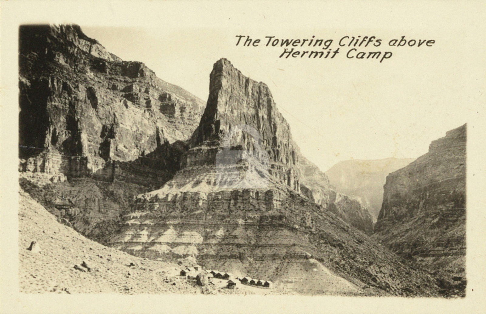 The towering cliffs above Hermit Camp Grand Canyon AZ RPPC Photo Postcard COPY
