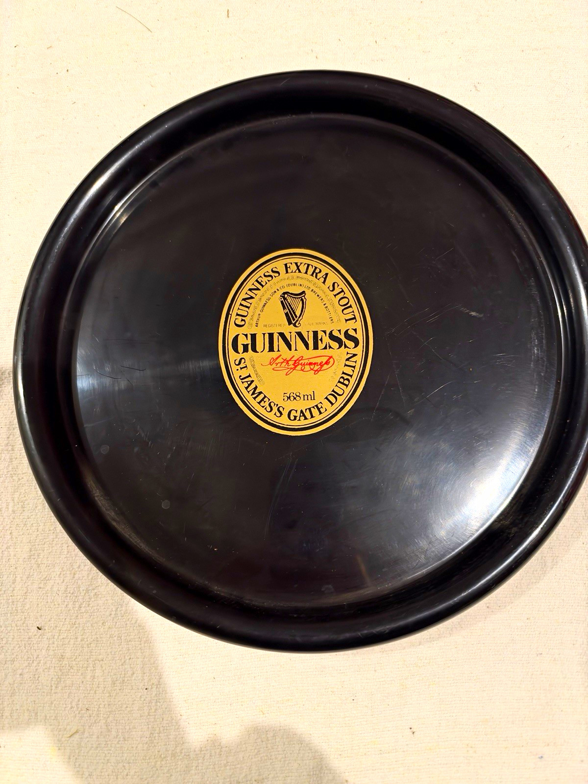 Guinness Extra Stout St. James's Gate Dublin Round Serving Tray Breweriana