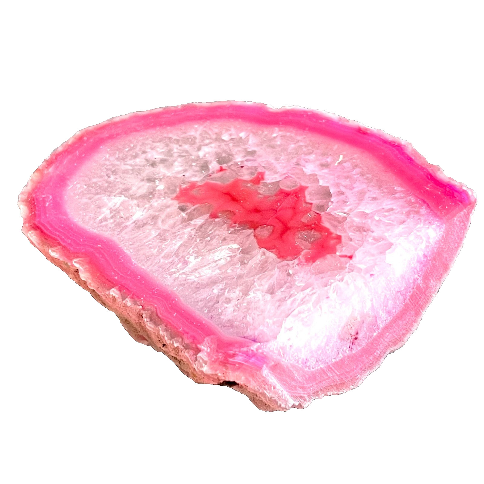 214g/8oz Raw Cut Pink Laced Agate Geode Crystal Specimen Lapidary Rough