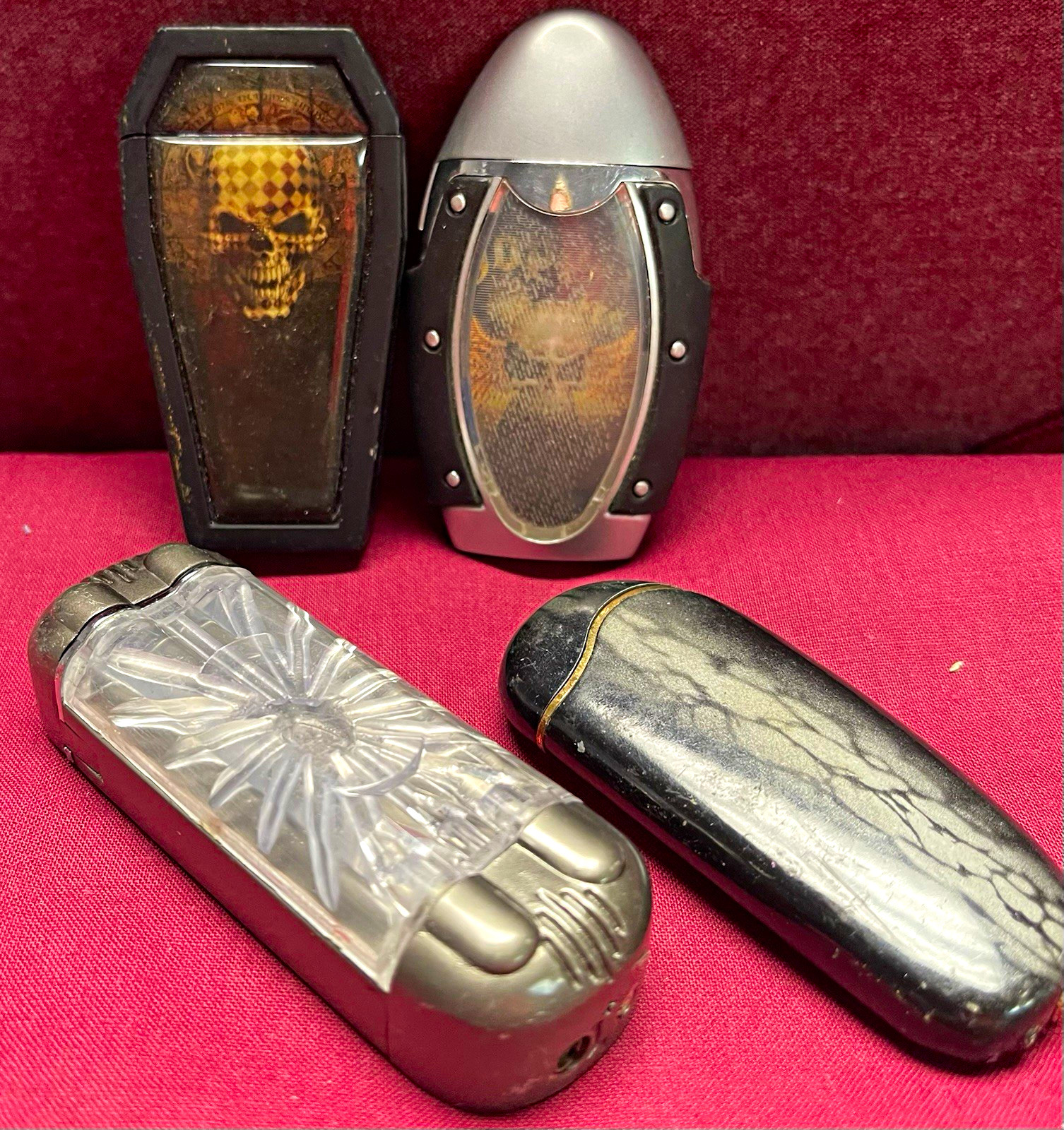 Collection Of Collectible Novelty Lighters (4) Black & Silver