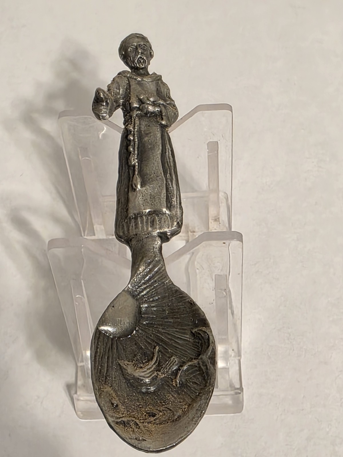 vintage saint francis pewter spoon collectible spoon 4\