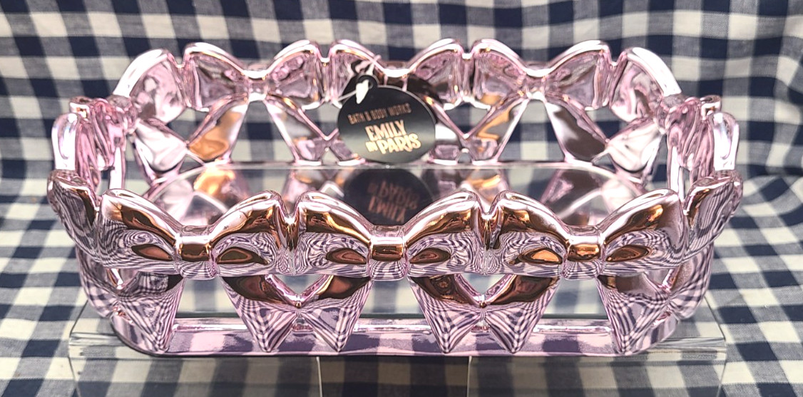 ALL NEW Metallic Pink BOWS Trio Mirror Accessories Tray Bath & Body Works