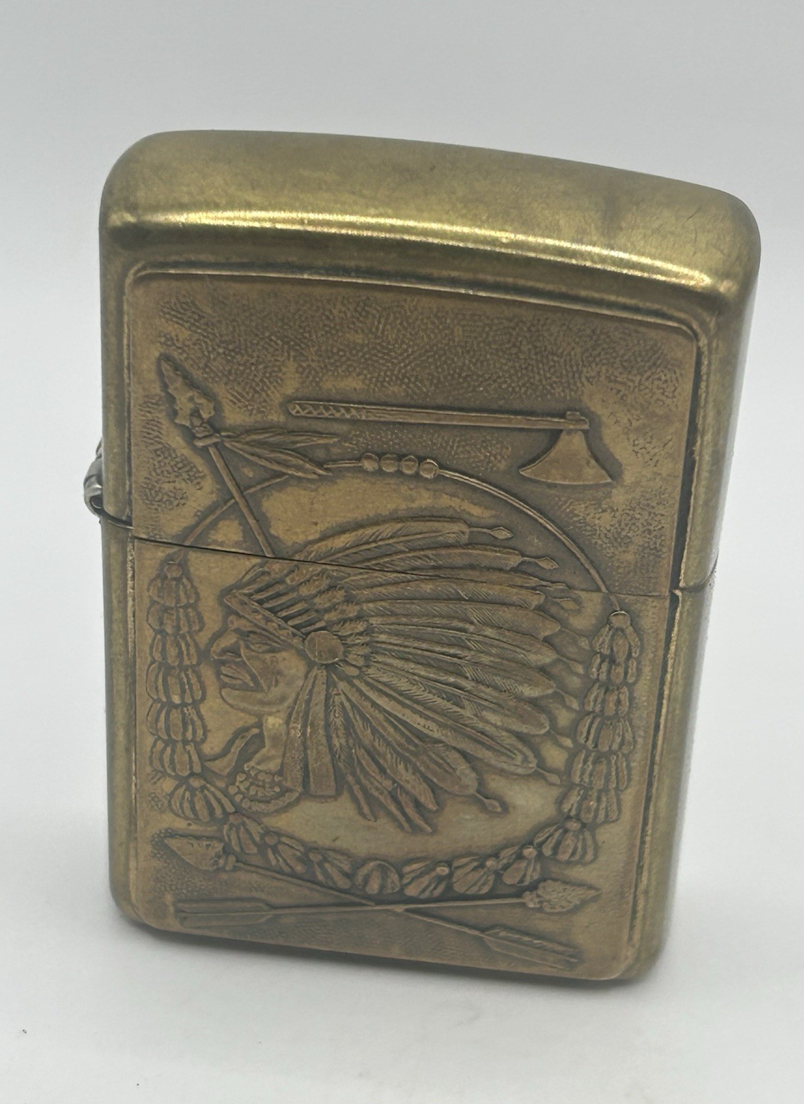 Vintage 1997 Barrett Smythe Zippo Lighter Indian Chief Brass Matching G XIII