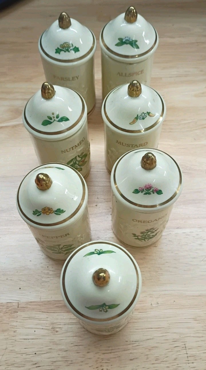 Set 7 Lenox The Spice Garden 1992 Fine Porcelain Spice Collection Vintage 
