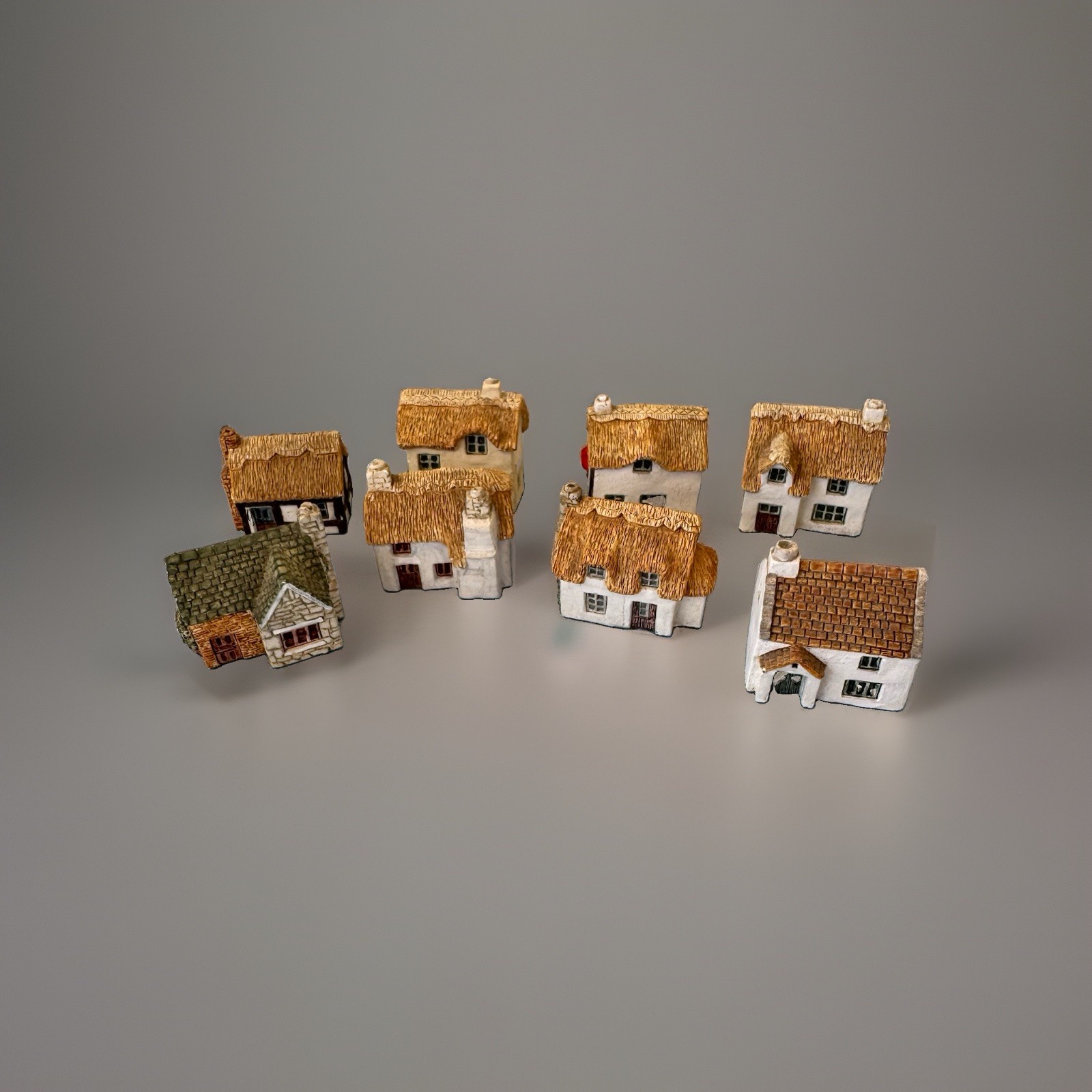 Vale Miniature House Cottage Thimble Set Of 8 Made Wade England Fine China