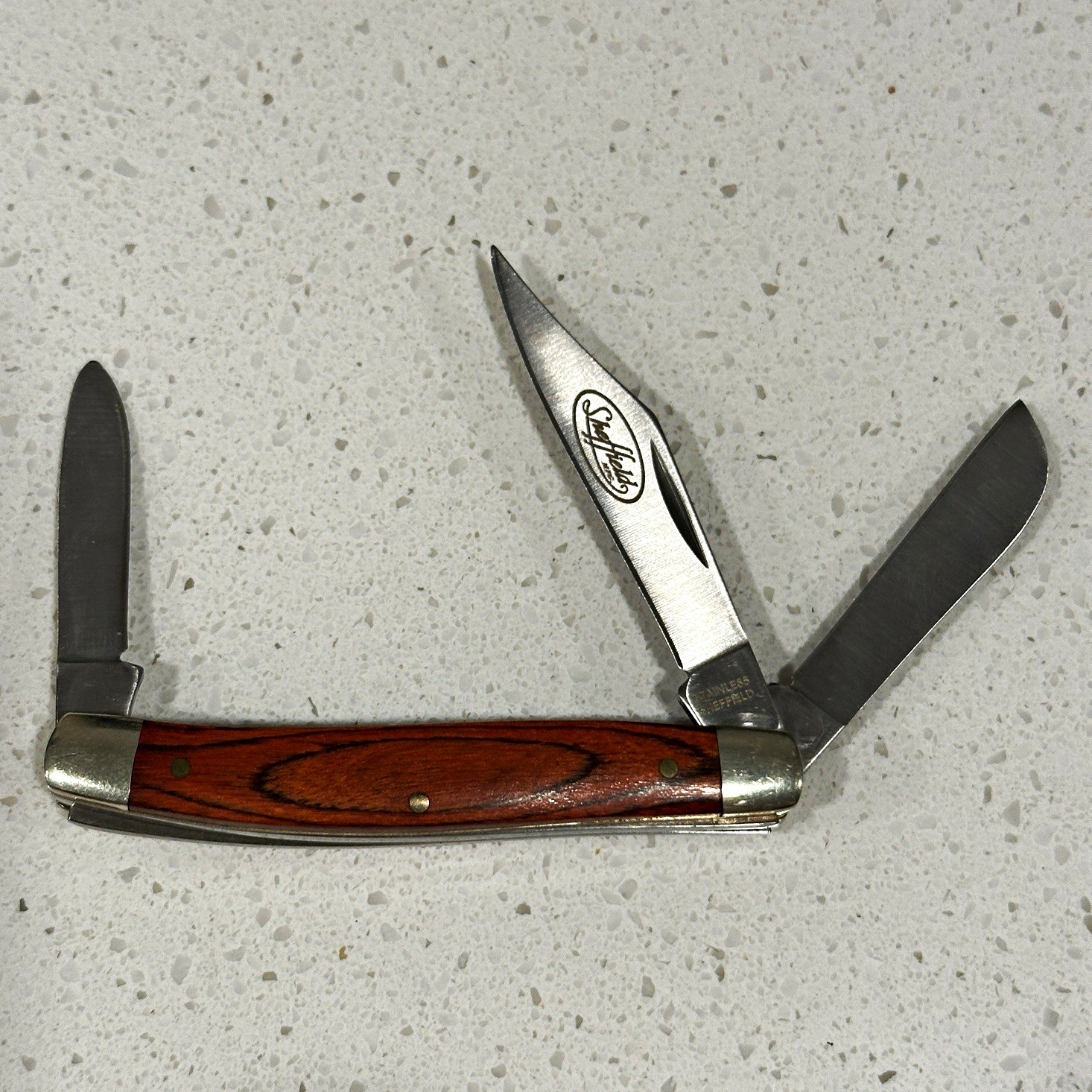 Sheffield 3-Blade Slipjoint Pocketknife Wood Handle Stainless Steel Manual