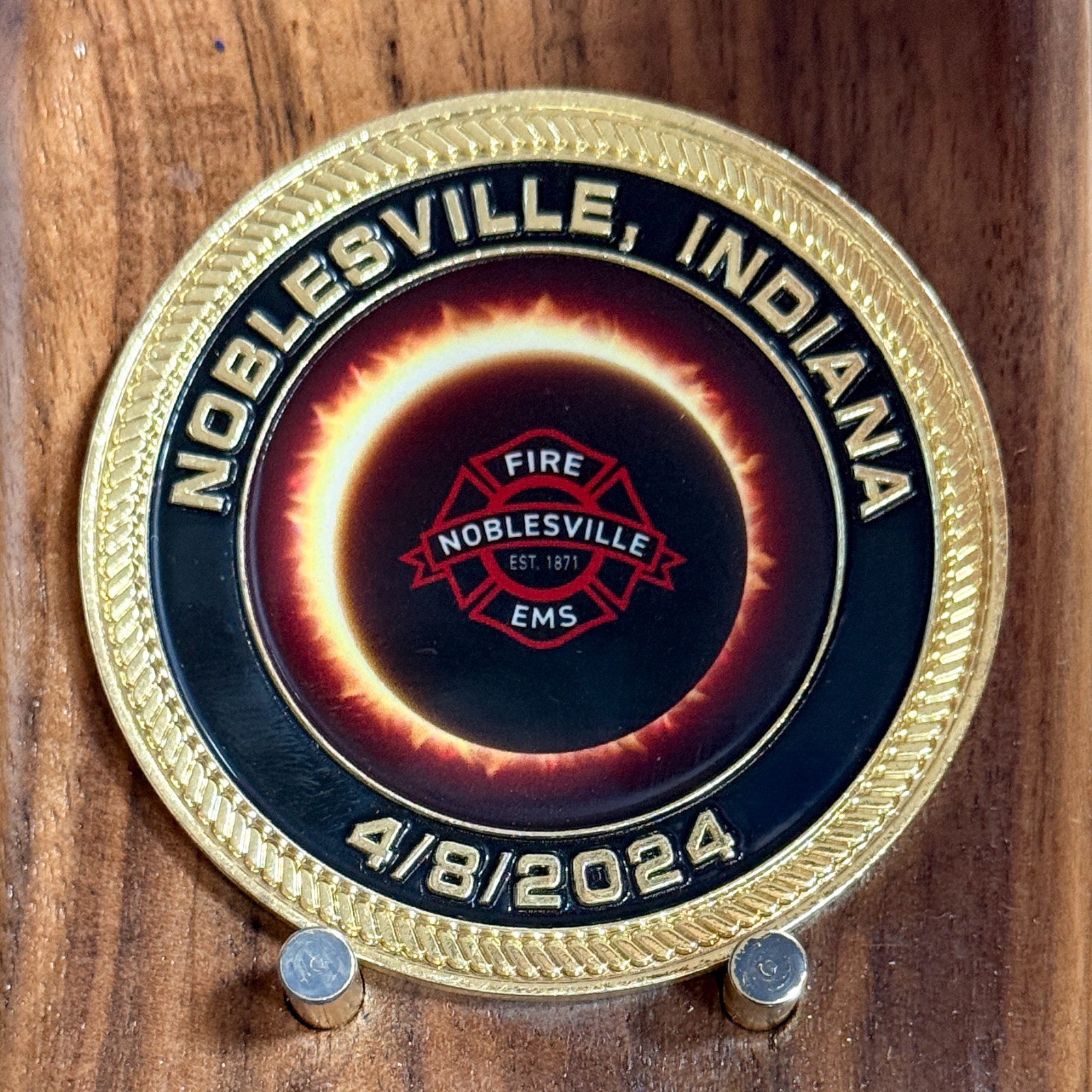 Noblesville Indiana Fire EMS 2024 Total Solar Eclipse Challenge Coin  W#24