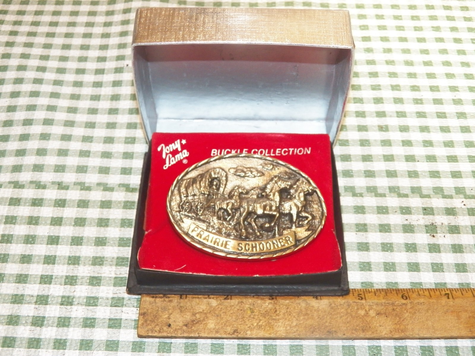 Vintage TONY LAMA Brass Belt Buckle \
