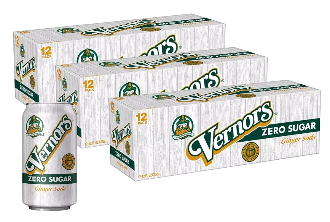 Vernors Classic Original Zero Sugar Ginger Ale Soda Soft Drink - 3 Cases (36