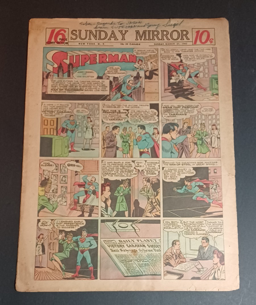 Jerry Siegel – Signed Vintage Comic section  (Writer for Superman)