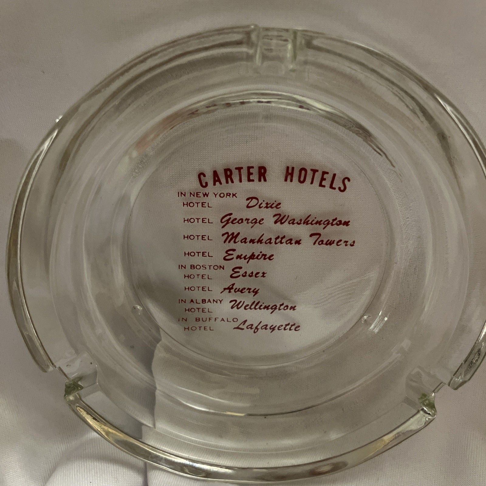 Vintage Glass Ashtray Carter Hotels NYC George Washington Empire