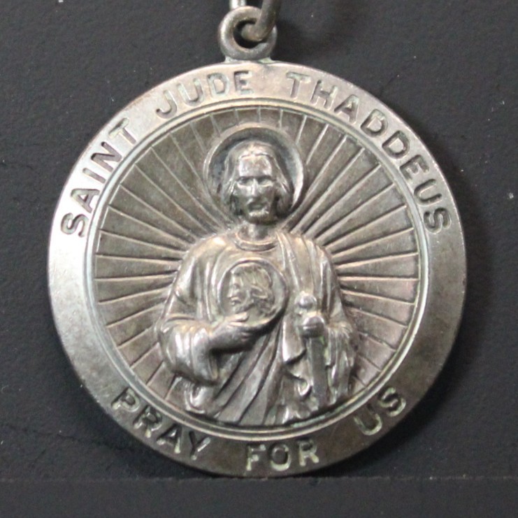 Vintage Sterling Silver - Saint Jude Thaddeus - Neckless 25mm with 24\