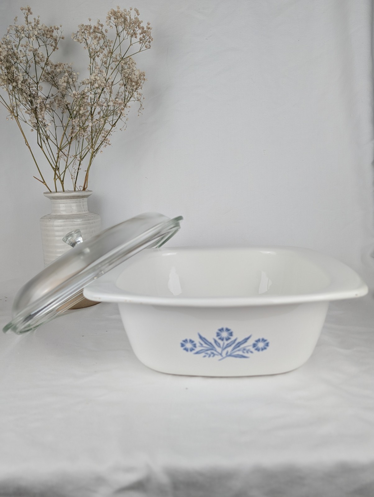 Vintage CorningWare Blue Cornflower 4 Qt Casserole Dish With Lid P-34-B