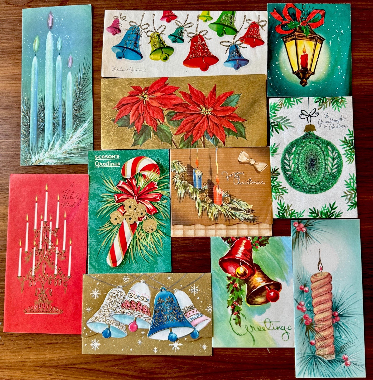 Lot of 11 Vintage MCM Holiday/Christmas Cards 1940s/1950s/1960s USED