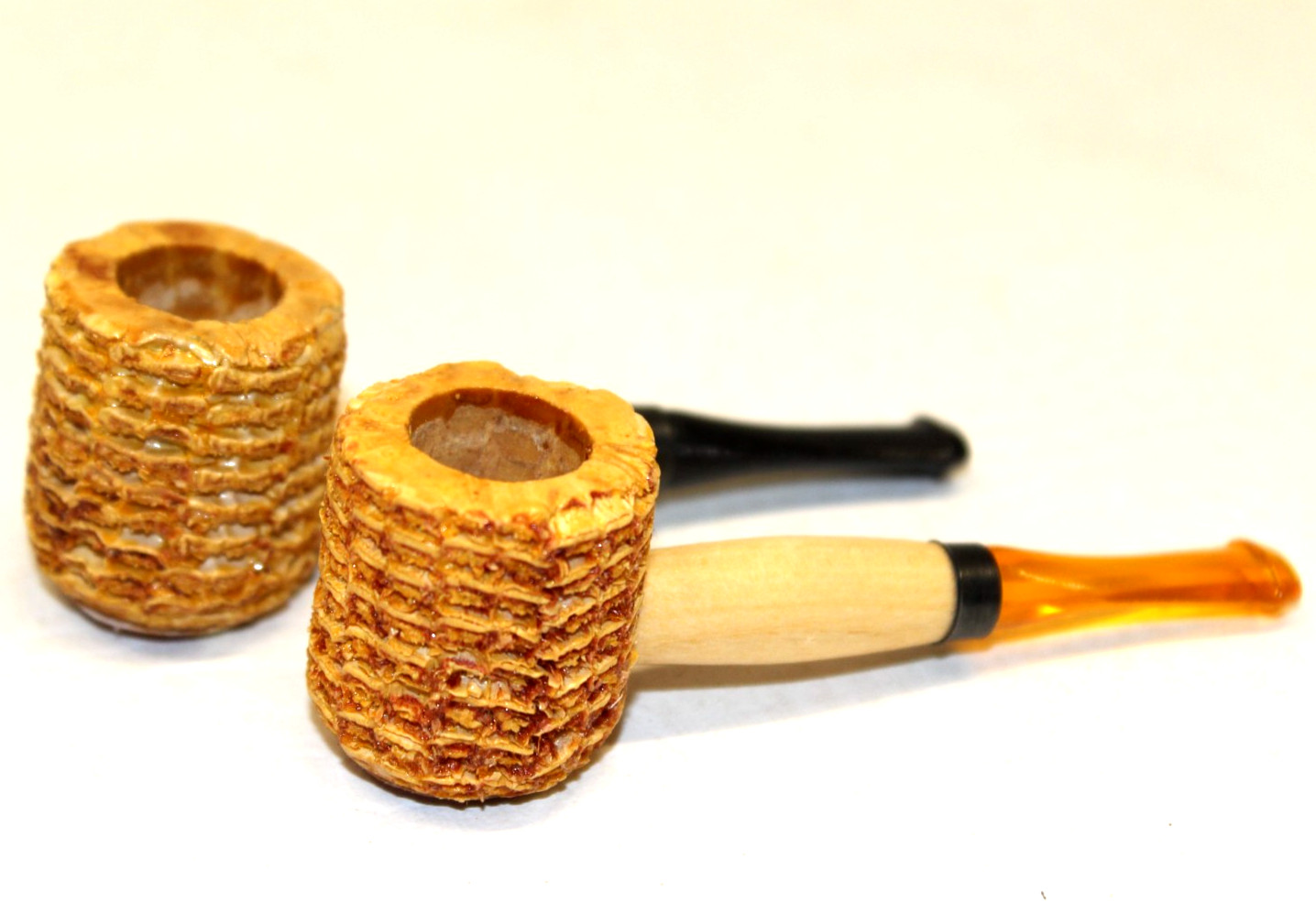 2 MINT UN-USED VINTAGE MEERSCHAUM MISSOURI MINIATURE GENT CORN COB PIPE MISSOURI