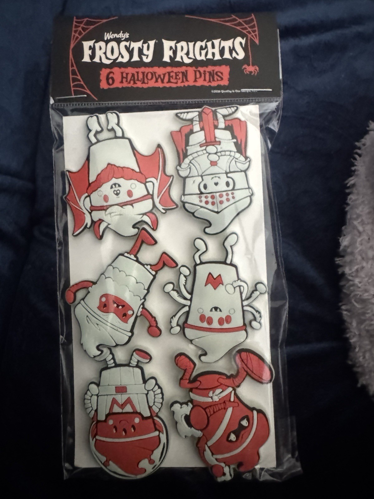 New Set Of 6 Wendys Halloween Frosty Frights Glow In The Dark Lapel Pins