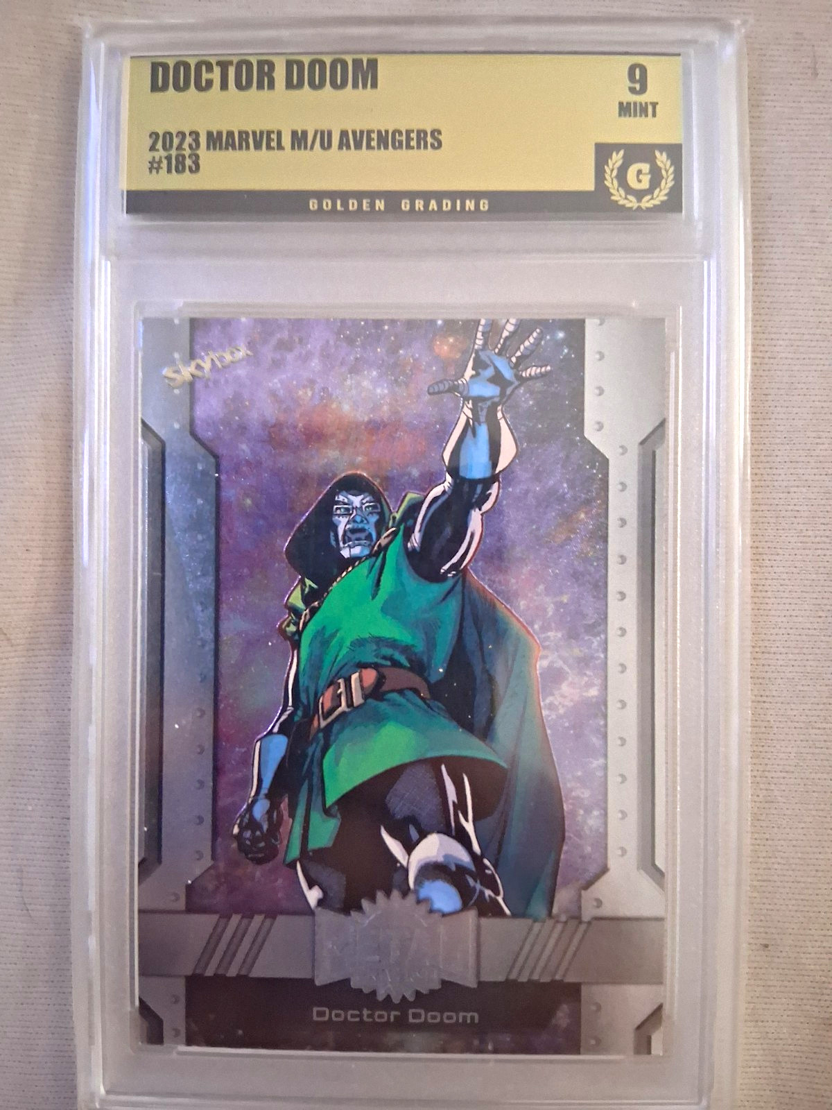 Doctor Doom 2023 SkyBox Metal Universe Avengers Graded Golden Grading #183