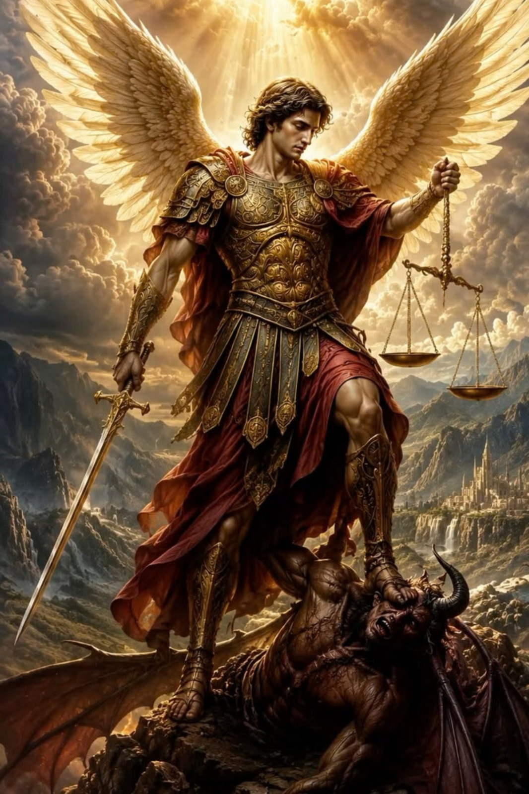 Saint Michael Archangel 4x6 Photo Print Defeating Devil Wall Art Glossy 29