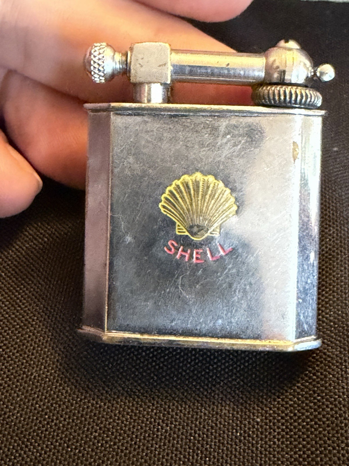 Vintage 1930s French Lift-Arm Lighter Petroles Jupiter Shell Oil Paris