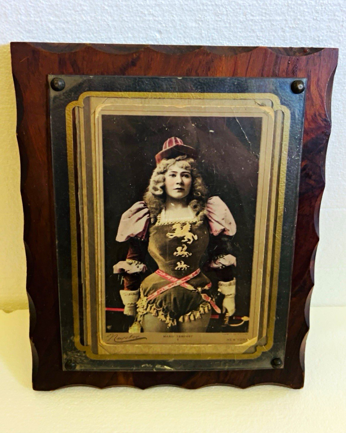 1892 Marie Tempest Sarony Cabinet Photo Antique Actress Framed Portrait 11x13in