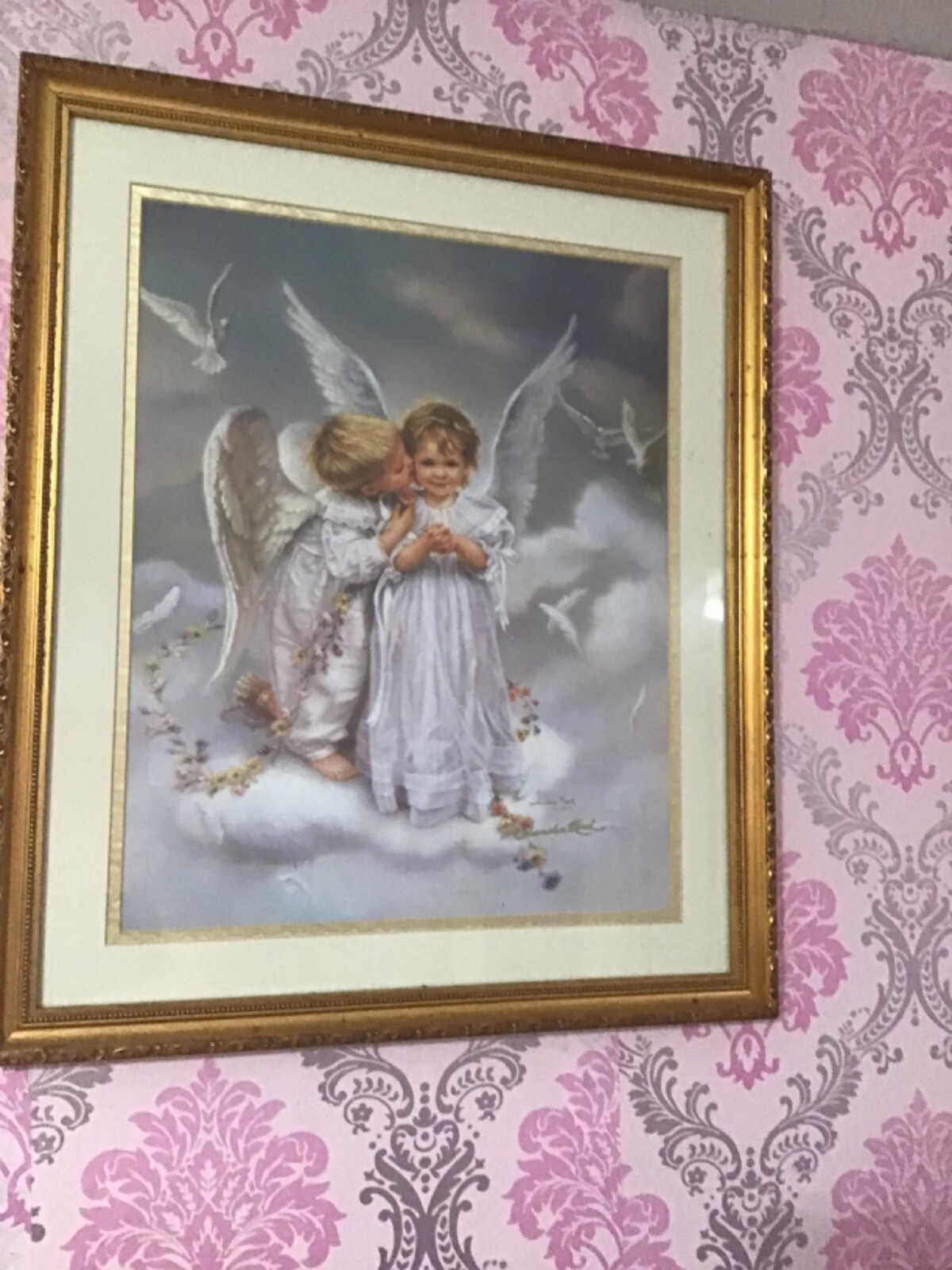 framed Angel kisses framed portrait. Sandra Kuck (rare) 2000 With certificate