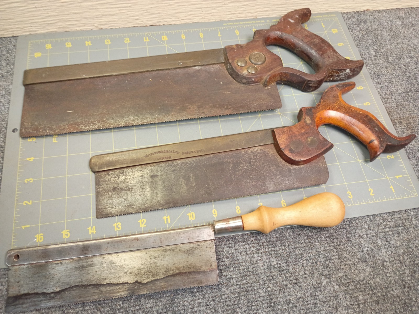 Lot Old ANTIQUE Tenon SAW Brass Back Saws Garlick Superior Whitehouse O6