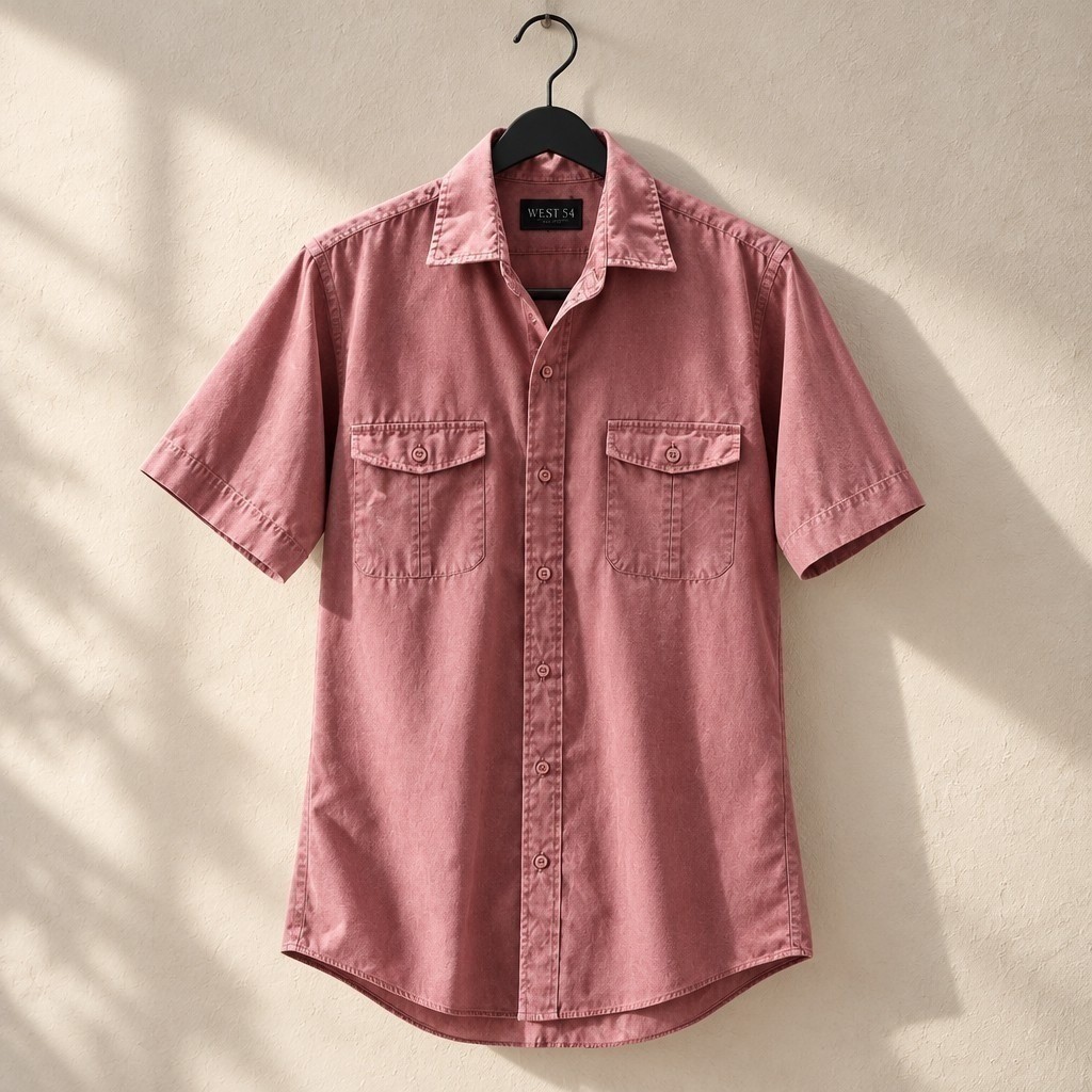 Vintage 1970s Levi's Fitted Shirt Dusty Rose Pink Safari Style S/S Shirt Small