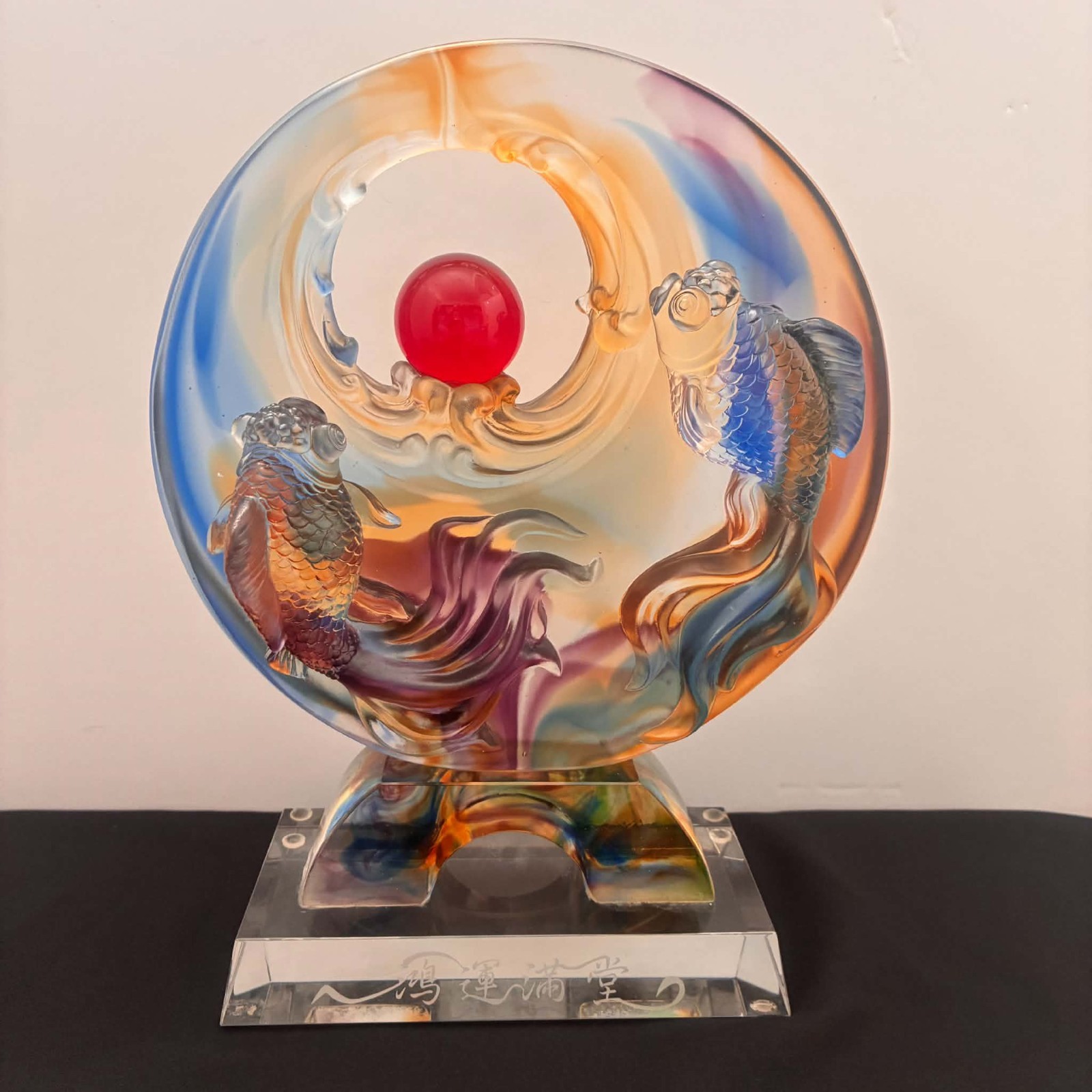Liuli Crystal Glass Goldfish Fengshui Crystal Fish Ornament – office home decor