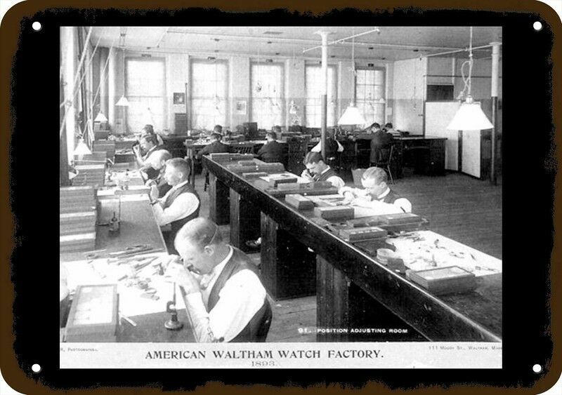 1893 AMERICAN WALTHAM Watch Factory Vintage-Look *DECORATIVE REPLICA METAL SIGN*