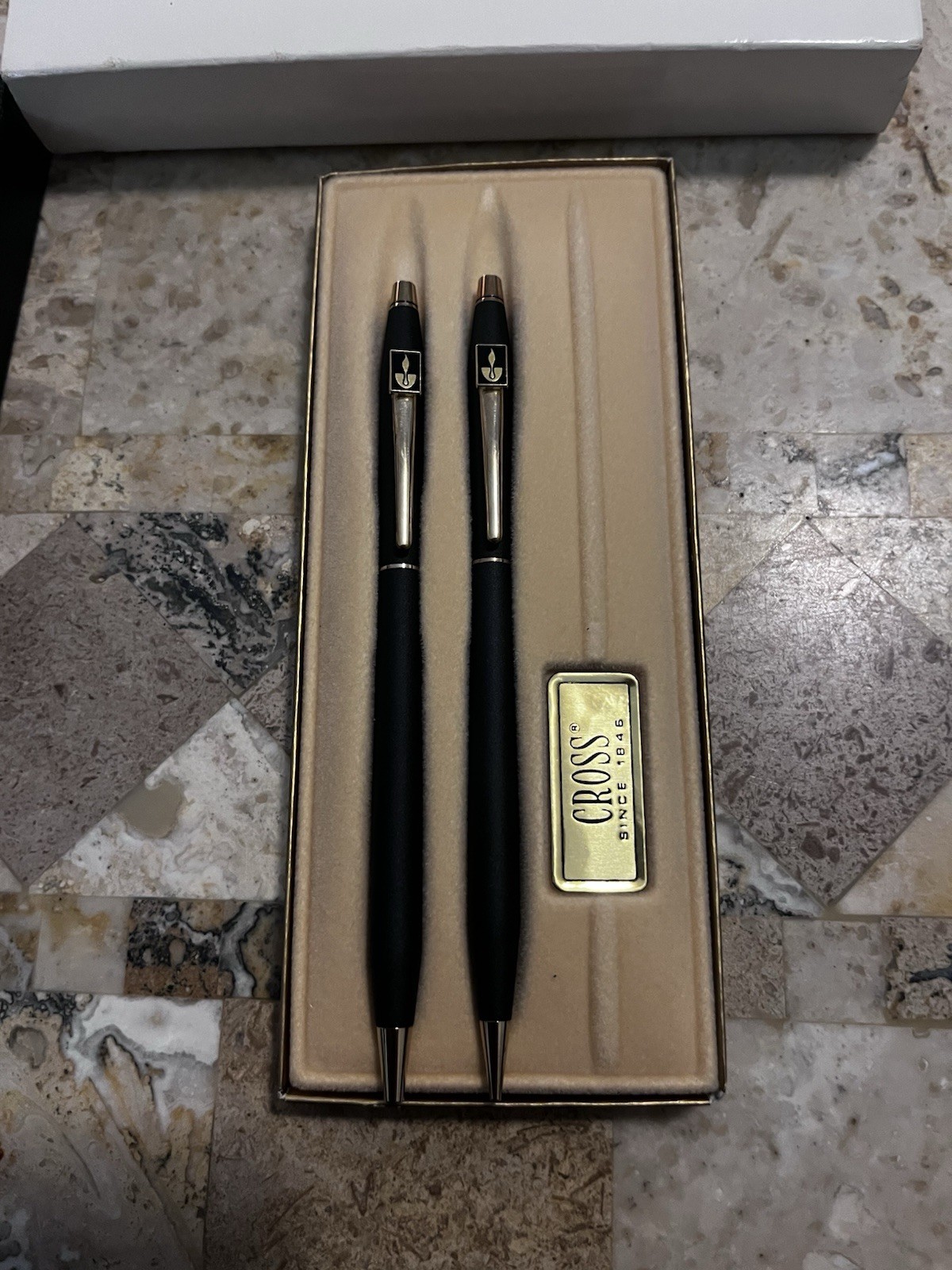 Cross Classic 2501 Pen & Pencil Set Matte Black & Gold USA Made