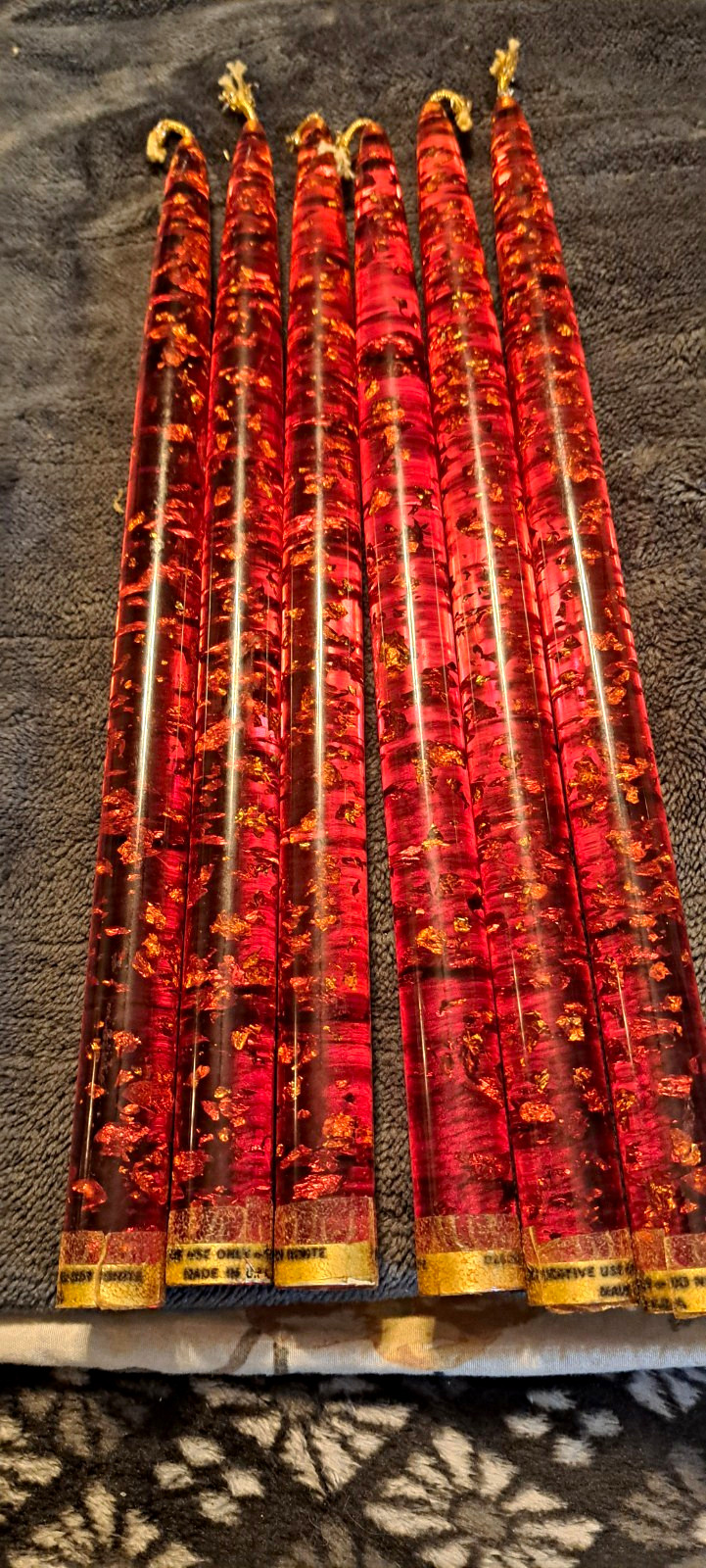 Vintage 12 Inch red Lucite Candles.  Set Of 6.