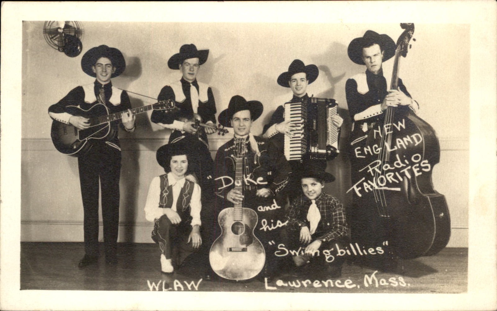 Lawrence MA Musical Group WLAW Radio Country Western c1930 RPPC bhn