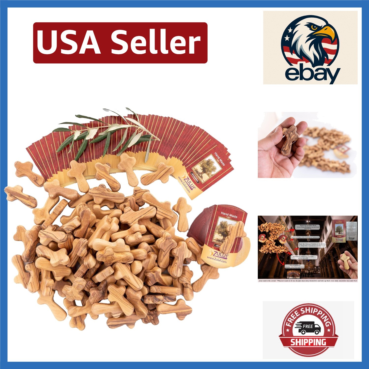Bulk Olive Wood Comfort Crosses | 100 Authentic Pieces for Spiritual Events